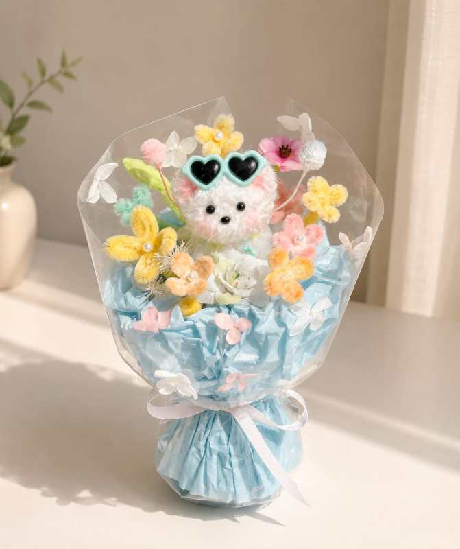 Crochet Dog Floral Bouquet