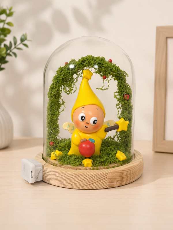 Crochet Star Person Floral Glass Dome